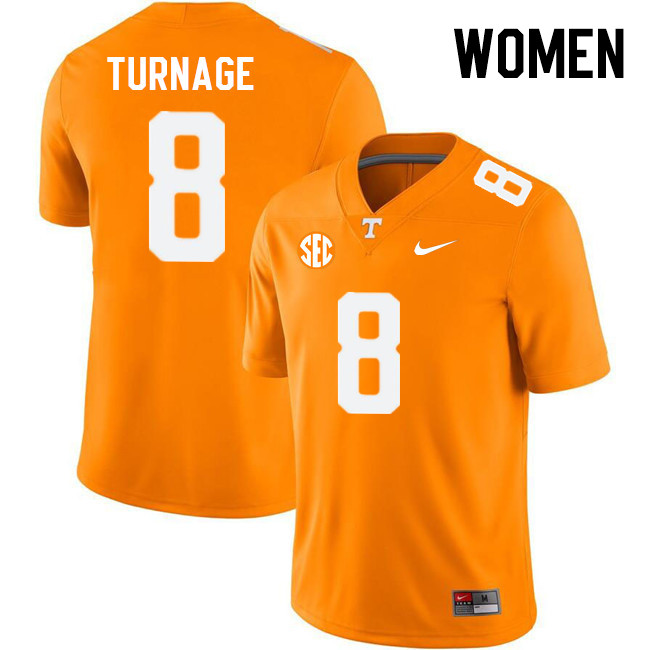 Women #8 Brandon Turnage Tennessee Volunteers College Football Jerseys Stitched Sale-Orange - Click Image to Close